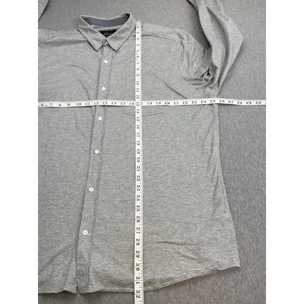 Johnston & Murphy Shirt Mens XXL Heathered Gray Cotton Blend Button Up